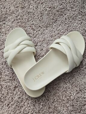 J. Crew Cream Braided Slide Sandals